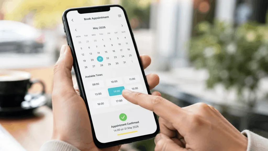 Customer booking an appointment instantly online instead of waiting for a callback