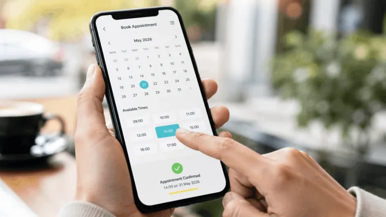 Customer booking an appointment instantly online instead of waiting for a callback