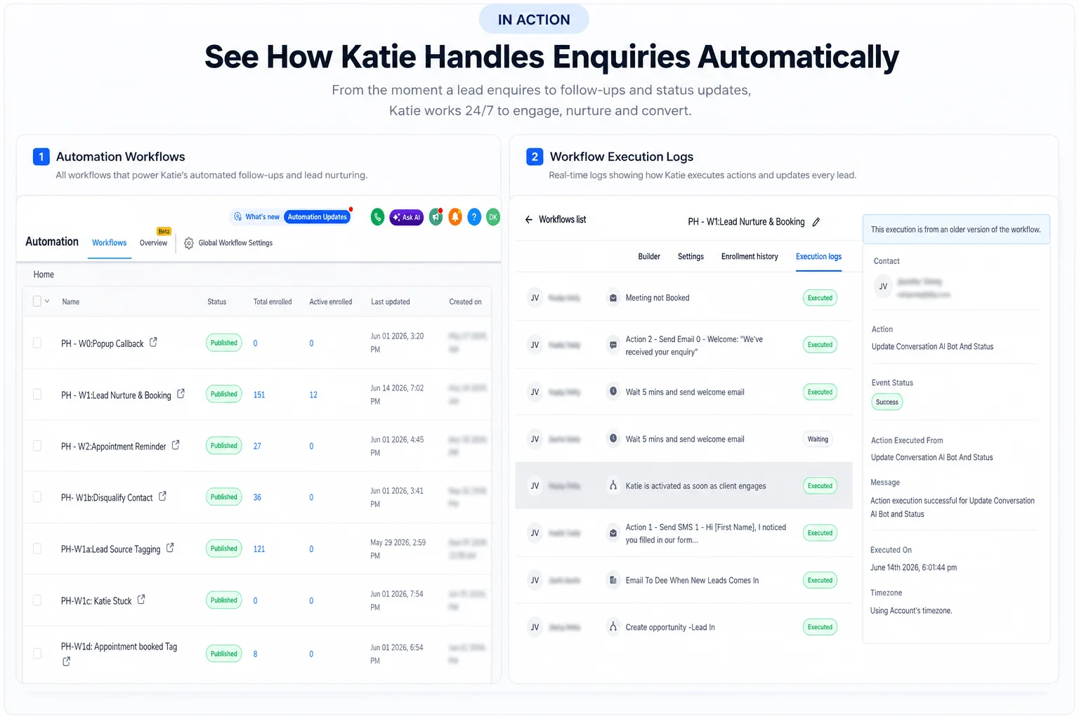 Katie AI automated follow-up workflows for small business