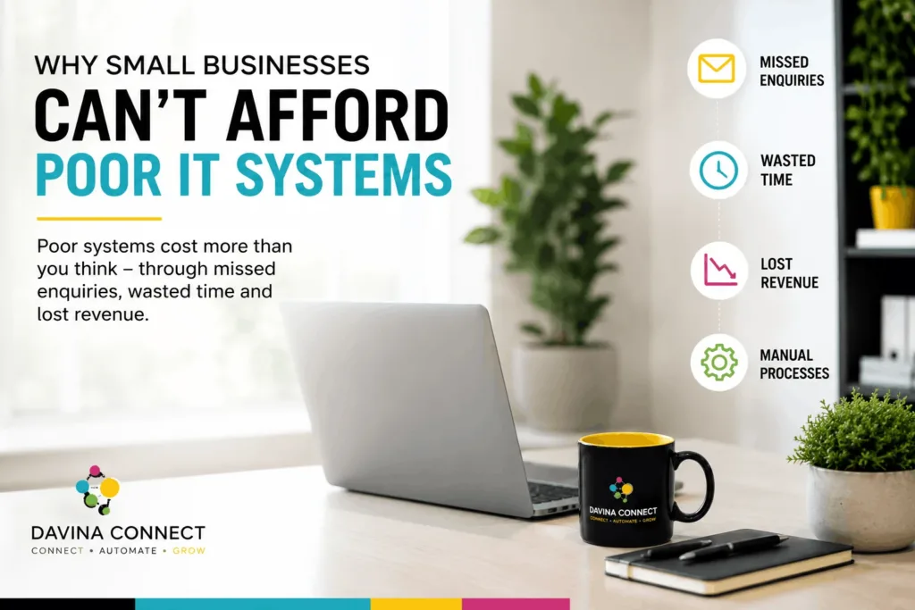 Small business owner frustrated by outdated business systems and manual administration